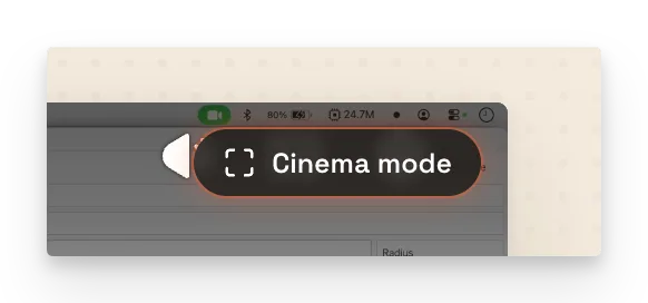 The video player's cinema-mode control.