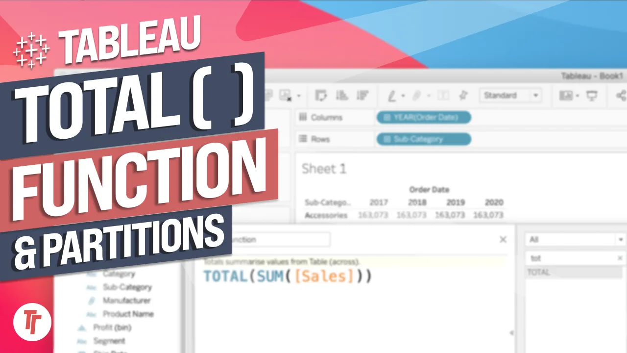 The Total function in Tableau & partitions