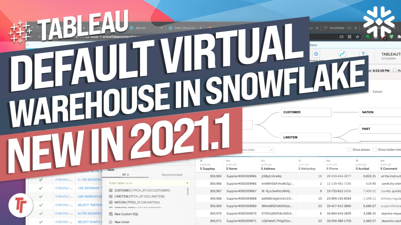 Default Snowflake Virtual Warehouse support: New in Tableau 2021.1